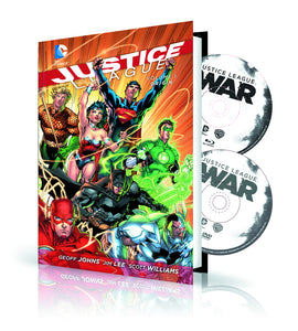 JUSTICE LEAGUE VOL 1 HC ORIGIN BOOK & DVD BLU RAY SET