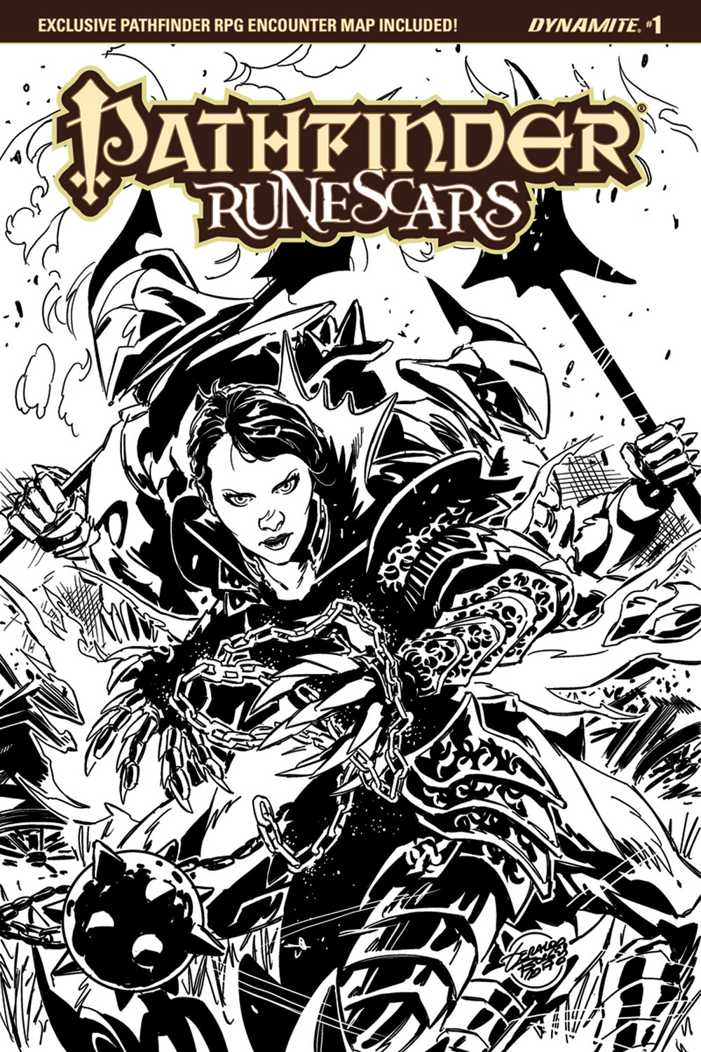 PATHFINDER RUNESCARS #1 CVR E 15 COPY BORGES B&W INCV (NET)