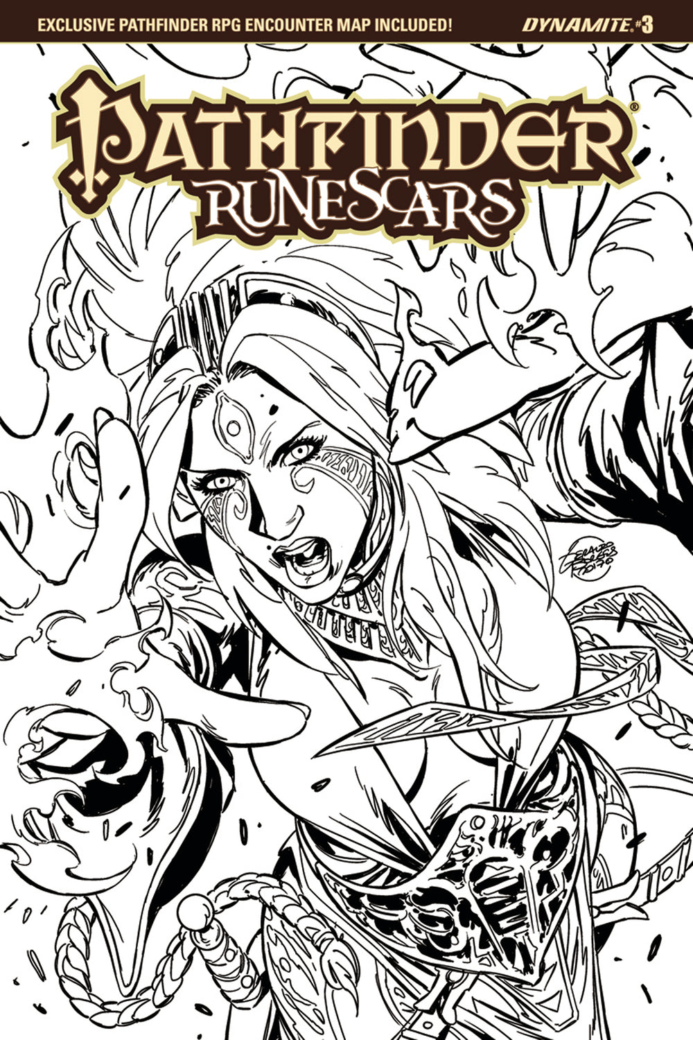 PATHFINDER RUNESCARS #3 CVR E 20 COPY BORGES B&W INCV (NET)