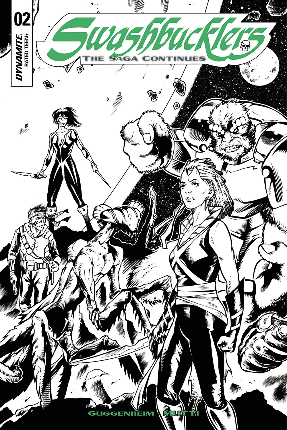 SWASHBUCKLERS SAGA CONTINUES #2 CVR D 20 COPY MUTTI B&W INCV