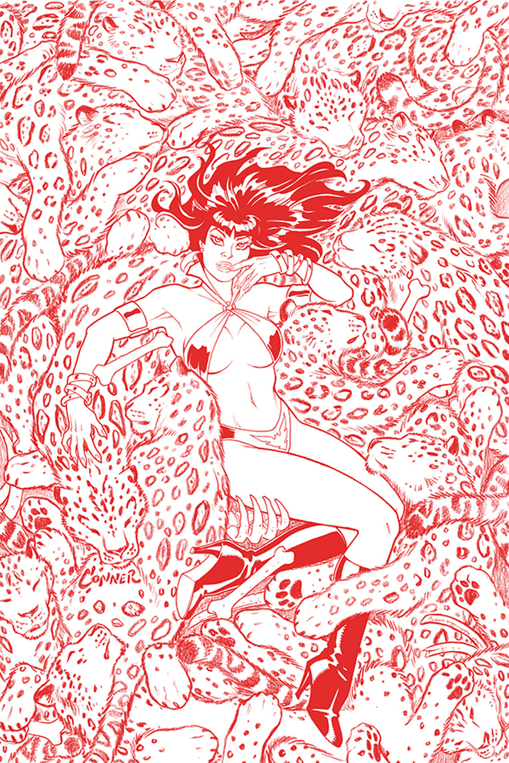 VAMPIRELLA #7 CONNER FIERY RED LINE ART ULTRA PREMIUM CVR